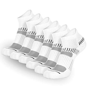 FLYRUN Womens Athletic Ankle Socks Women 6 Pack Performance Cushioned Low Cut Running Tab Socks