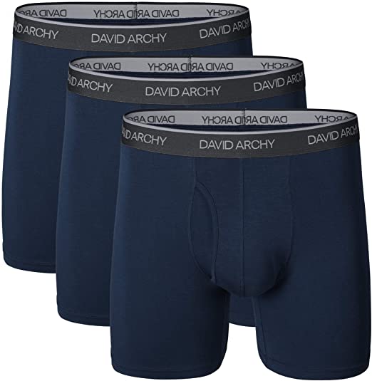 DAVID ARCHY Men's Boxer Shorts Open Fly Pouch Underwear Micro Modal/Bamboo Boxer Briefs Multipack Trunks, 3 Pack