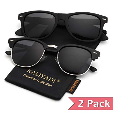 Mens Polarized Sunglasses for Women Semi Rimless Frame Driving Sun glasses：100% UV Blocking