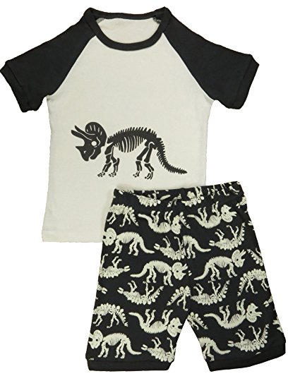 Family Feeling Little Boys Dinosaur 2 Piece Pajamas Shorts 100% Cotton Sleepwear
