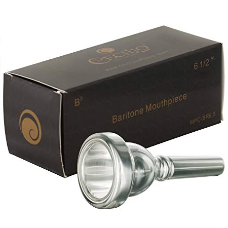 Cecilio Standard Baritone Horn Mouthpiece, Silver Plated, Size 6.5