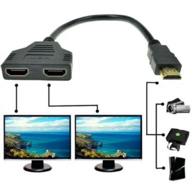 REDGO 1080P HDMI Male to 2 HDMI Female 1 in 2 out Splitter Black Cable Adapter Converter