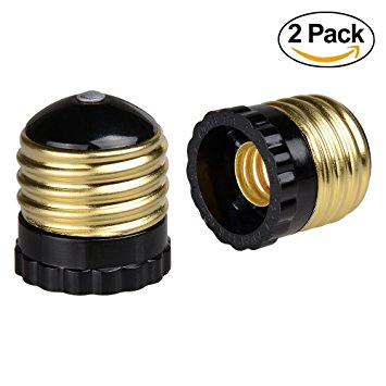 Onite 2 PCS E26 to E12 Base LED Light Lamp Bulb Adapter Converter Screw Socket, Golden