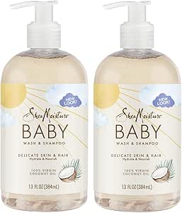 Shea Moisture Baby Essentials, 100% Virgin Coconut Oil Baby Body Wash & Shampoo, Skin Care for Newborn Baby and Kids, Pack of 2-13 Fl Oz