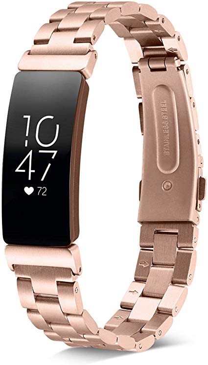 Shangpule Compatible for Fitbit Inspire & Inspire HR Bands, Stainless Steel Metal Replacement Strap Bracelet Wrist Band Accessories for Fitbit Inspire Women Man Large Small