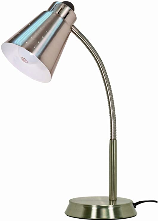 Satco Products 60/830 Large Goose Neck Desk Lamp, Brushed Nickel