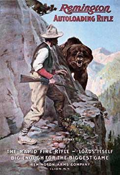 Remington Autoloading Rifle Right of Way Bear Hunting Retro Vintage Poster - 28x24