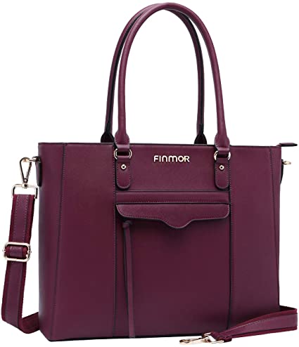 FINMOR Briefcase-for Women,Contrast Color 15.6 Inch-Laptop-Bag,Perfect Womens-Work-Bag-for Teacher-College-Office Worker(Burgundy)