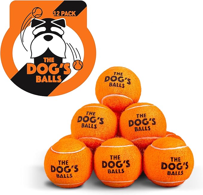 The Dog's Balls, Dog Tennis Balls, 12-Pack Orange Dog Toy, Strong Dog & Puppy Tennis Ball
