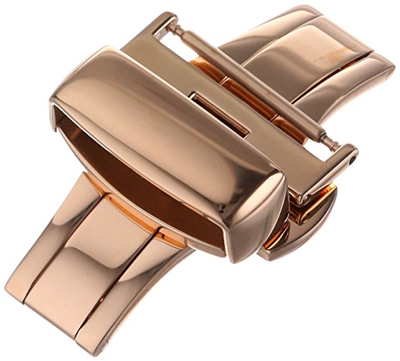 Hadley-Roma 20-mm IP Rose Gold-Plated Push Button Deployant Clasp