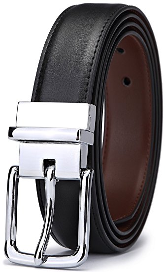Bulliant Men Belt-Leather Reversible Belt for Men With Single Prong Buckle in Gift Box, Trim to Fit