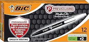 BIC PrevaGuard Media Clic #2 Mechanical Pencil, Medium Point (0.7mm), 12-Count, Smooth Writing, Contains Built-In Protection on the Pencil