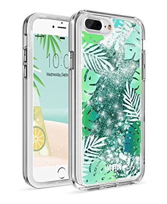 iPhone 8 Plus 7 Plus Case, LUXMO PREMIUM Waterfall Glitter Quicksand Sparkling Heavy-Duty Protective Case Shockproof Cover for Apple iPhone 8/7/6/6S Plus- Tropical Summer