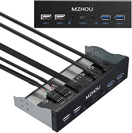 MZHOU USB 2.0 3.0 Metal Frontpanel,Desktop Computer Case Front Optical Drive Panel 4 Port USB 2.0   3.0 Port hubs  Type C Port Dual-Hole HD Audio Microphone Expansion