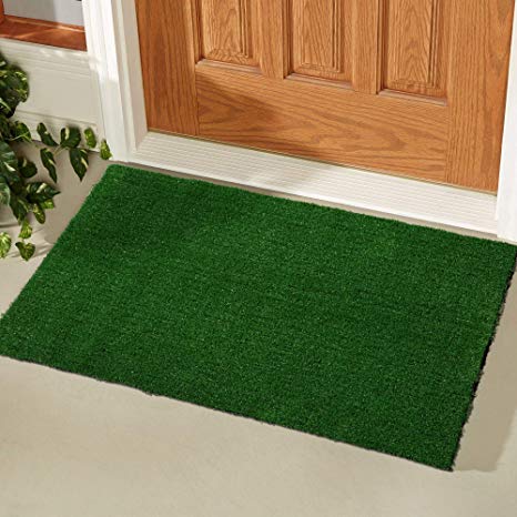 Ottomanson R250-20X30 Evergreen Collection Indoor/Outdoor Turf Solid Design Doormat,20"X30"