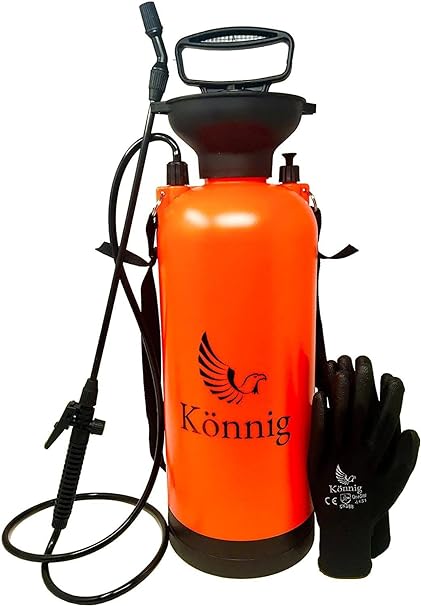 Könnig Lawn, Yard and Garden Pressure Sprayer for Chemicals, Fertilizer, Herbicides and Pesticides with Pair of Garden Gloves (1.85 Gallon)