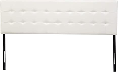 AmazonBasics Modern Tufted Vinyl Upholstered Headboard - King, White