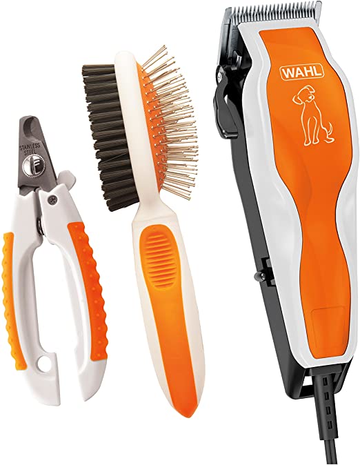 WAHL Groom Pro Pet Clipper Combo Kit for Thick, Heavy Coats with Nail Clippers & Double Sided Pin Bristle Brush - Model 9308-100