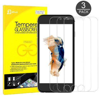 iPhone 6s Screen Protector JETech 3-Pack 3D Touch Compatible Premium Tempered Glass Screen Protector Film for Apple iPhone 6 and iPhone 6s Newest Model 47