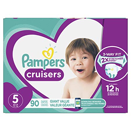 Diapers Size 5, 90 Count - Pampers Cruisers Disposable Baby Diapers, Giant