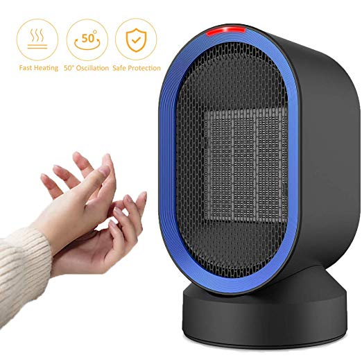Sendowtek Ceramic Space Heater, PTC Ceramic Oscillating Personal Heater with Adjustable Modes Auto Shut-Off/Overheat Protection for Office/Home/Indoor