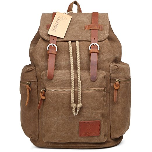 Canvas Backpack Vintage Hiking Travel Outdoor Shouder bag Carry Case