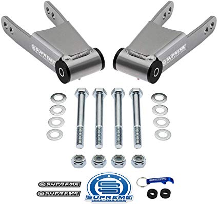 Supreme Suspensions - 2 Inch Rear Lowering Kit for 2009-2020 Ford F-150 [2WD 4WD] Steel Shackles Pair Drop Kit PRO