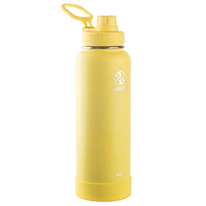 Takeya 51196 Actives Insulated Stainless Steel Water Bottle with Spout Lid, 40 oz, Canary