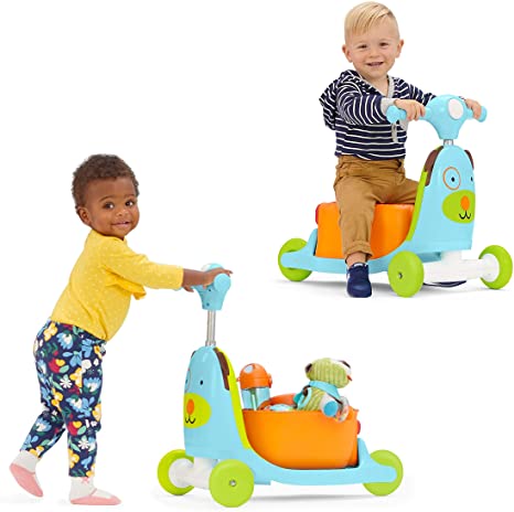 Skip Hop Kids 3-in-1 Baby Activity Push Walker & Ride On Scooter Toy, Dog