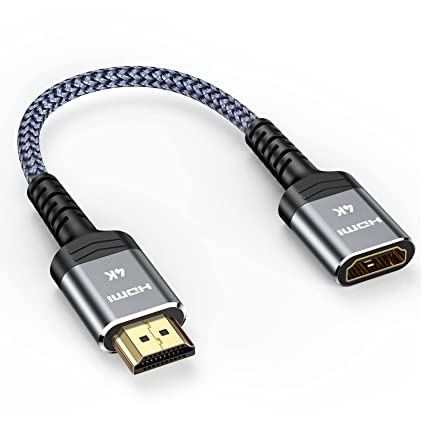 HDMI Extension Cable 0.3m,4K hdmi male to Female cable, Can connect HDMI 2.0/1.4 cable, 4K UHD@60Hz high speed 18Gbps 3D,Audio Return Compatible for Fire/Roku,TV Stick, Blu-Ray,PS3/PS4, Plug &play