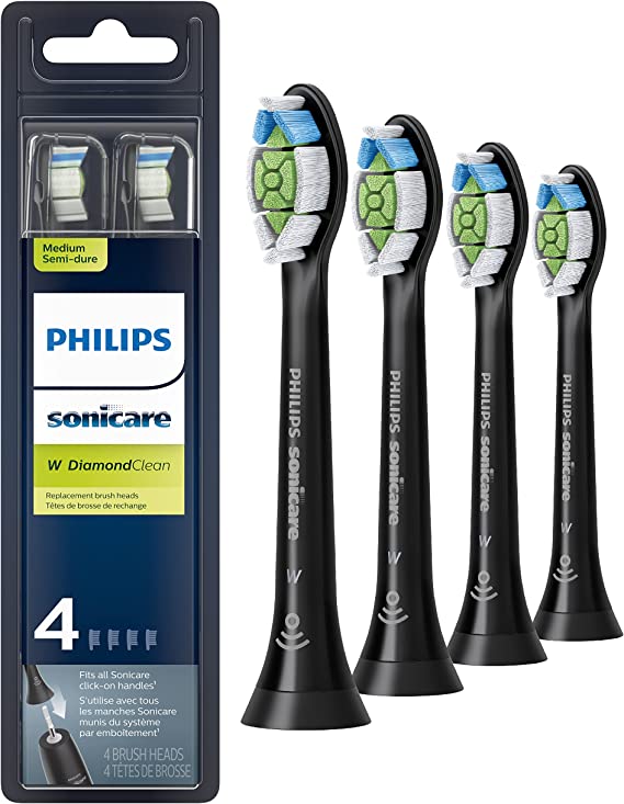 Genuine Philips Sonicare DiamondClean Replacement Toothbrush Heads, HX6064/95, BrushSync Technology, Black,4 Count