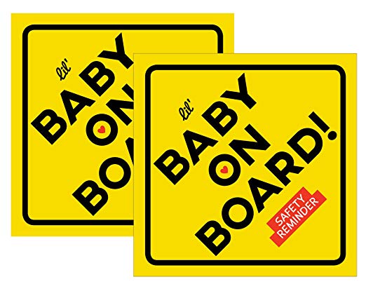 Lil' Labels Baby on Board Safety Reminder Magnets - New Parents Pack; Great Gift for Grandparents; 2pack