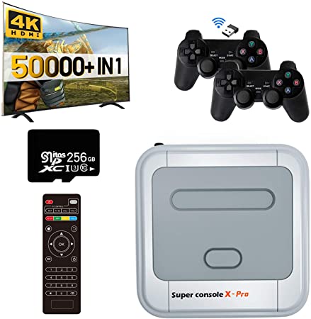 Kinhank Super Console X PRO Game Console,Dual Systems,with 256G Card Built-in 50,000  Games for 4K TV,Support NES/PS1/PSP