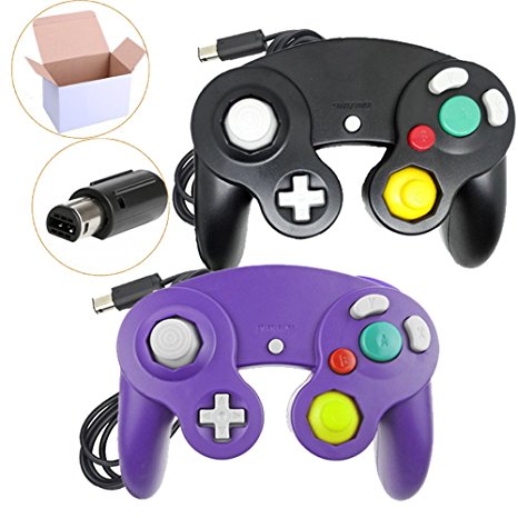 Bowink NGC Wired Controller for Wii Gamecube (Black   Purple)