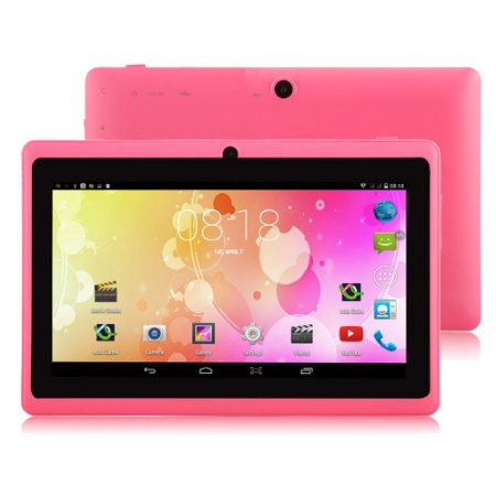 IRULU X1a 7" Tablet - A33 Cortex-A7 1.5GHZ Quad Core System, Android 4.4 OS, 1024*600 Resolution with 5 Point Capacitive Touch, Dual Camera(Front 0.3MP/ Rear 2.0MP),512MB-RAM/8GB-ROM (Pink)