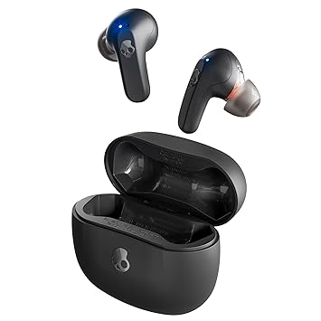 Skullcandy Rail in-Ear Wireless Earbuds, 42 Hr Battery, Skull-iQ, Alexa Enabled, Microphone, Works with iPhone Android and Bluetooth Devices - Black