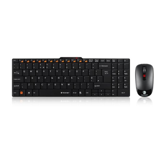 TeckNet® Slim Desktop X600 Wireless Keyboard and Mouse Combo with UK keyboard layout and whisper-quiet Keyboard Design - Black