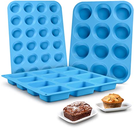 Muffin Pan Silicone Brownie Molds - Cupcake Pan Baking Silicone Molds Food Grade Silicone BPA Free Brioche Pan Pinch Test Approved