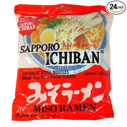 Sapporo Ichiban Ramen, Miso, 3.55-Ounce Packages (Pack of 24)