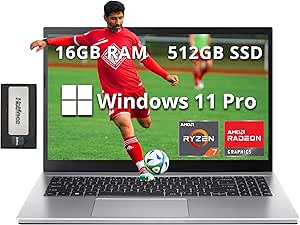 acer 15.6" FHD Premium Laptop for Business&Students, AMD Ryzen 7 5700U (Beats Intel i7-1165G7), 16GB RAM, 672GB Storage(512GB SSD 160GB Docking Station Set),Numpad,Webcam, WiFi, Win 11 Pro, Silver