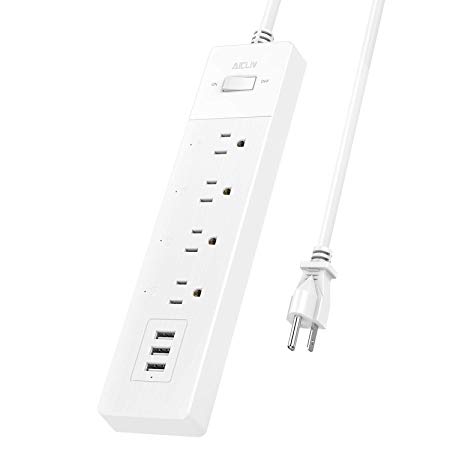 Smart Power Strip, Aicliv WiFi Surge Protector with 4 AC Outlets and 3 USB Charging Ports, Compatible with Alexa & Google Home, Wireless Remote Control Timer, No Hub Required, 6FT Cord, 100-240V