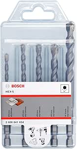 Bosch Accessories Set di 5 Punte da Calcestruzzo HEX-5 (per Calcestruzzo, Ø 4/5/6/8/10 mm, Accessori Perforatrice a Percussione)