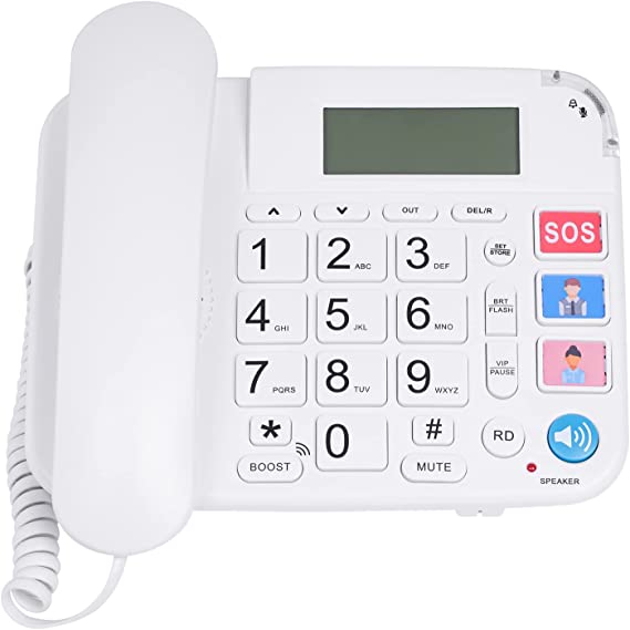 NewPal Hands-Free Dial Photo Memory Corded Phone,No Need to use Batteries,Energy efficient,Corded Telephone Big Button with Speaker, SOS Desk Telephones Easy Ready Digit Numbers, white, (NP002)
