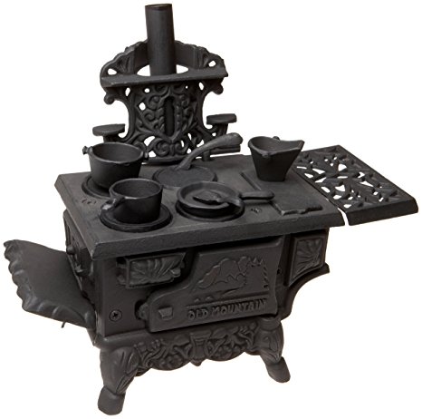 Black Mini Wood Cook Stove Set - 12 Inches Long With Accessories