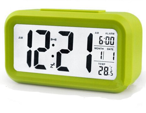 EIALA Light-sensor LED Alarm Clock with Night Light Progressively Louder Alarm Green