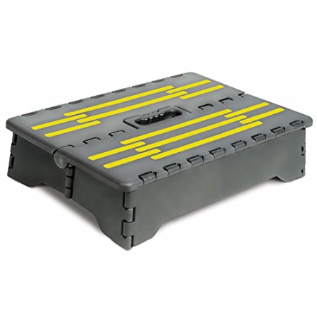 Portable Folding Riser Step with Safety Improvements - Reach Items with Ease - Gray and Yellow