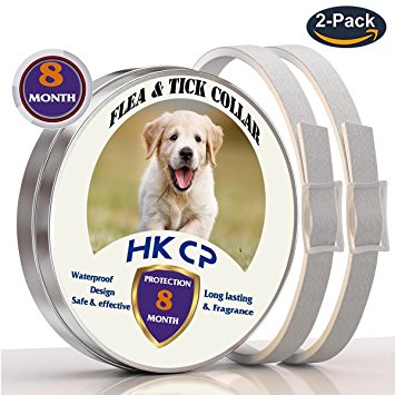 HKCP Flea and Tick Collar for Dogs and Cat- 16 Months Protection - Ultraguard Plus Flea &Tick Dog Collar Waterproof Dog Collar - Flea Treatment Tick Prevention with Natural Essential Oil- 2 packs