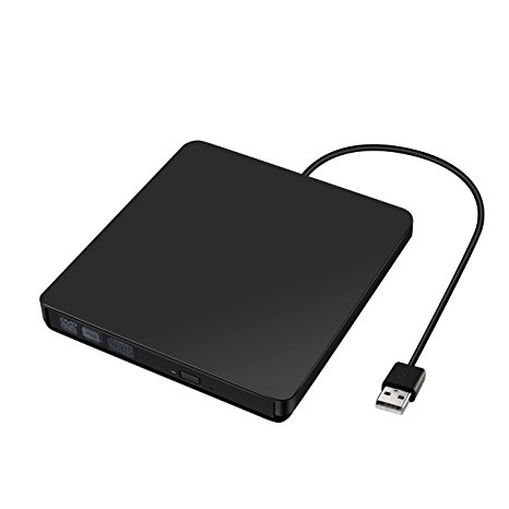 TOPELEK DVD Drive, Portable USB CD DVD Drive External DVD-RW Drive DVD Burner for Apple Macbook, Macbook Pro, Macbook Air or other Laptop/Desktops-Black