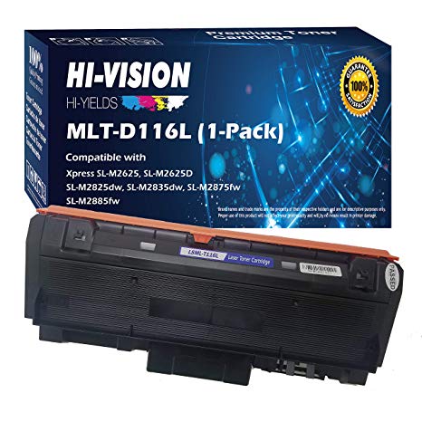 HI-Vision Compatible Samsung MLT-D116L High Yield Black Toner Cartridge Replacement for Xpress M2885FW, M2835DW, M2825FD, M2875FW, M2875FD, M2625D Laser Printers (1 Pack)