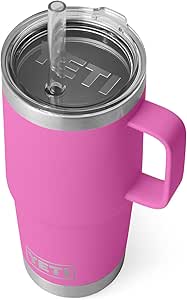 YETI Rambler 25 oz Straw Mug, Vacuum Insulated, Stainless Steel, Wildflower Fuchsia